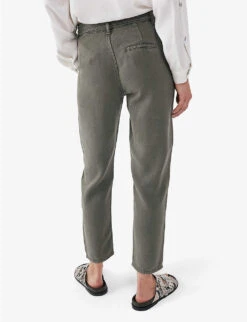 Ikks Baggy Buckle-belt Tapered-leg Mid-rise Jeans -Whistles Shop R04133251 EMERALD ALT03