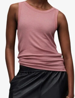 AllSaints Rina Round-neck Stretch-woven Tank Top -Whistles Shop R04134780 SOFTPINK ALT04