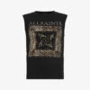 AllSaints Imogen Branded-print Cotton-jersey Top -Whistles Shop R04134784 BLACK M