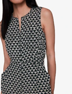 Whistles Checkerboard-pattern Ankle-length Woven Jumpsuit -Whistles Shop R04135051 BLACK ALT04