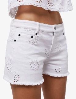 THE KOOPLES Embroidered Cut-off Denim Shorts -Whistles Shop R04135421 WHI01 ALT04