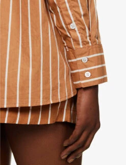 Faithfull The Brand Daija Striped Split-sides Cotton Shirt 11 Faithfull The Brand Daija Striped Split-sides Cotton Shirt -Whistles Shop R04135574 ADIASTRIPEPRTHAZELNUT ALT04