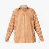Faithfull The Brand Daija Striped Split-sides Cotton Shirt -Whistles Shop R04135574 ADIASTRIPEPRTHAZELNUT M