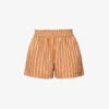 Faithfull The Brand Elva Striped High-rise Cotton-poplin Shorts -Whistles Shop R04135575 ADIASTRIPEPRTHAZELNUT M