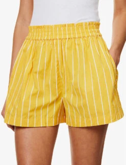 Faithfull The Brand Elva High-rise Cotton-poplin Shorts -Whistles Shop R04135585 ADIASTRIPEPRTCITRUS ALT04