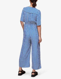 Whistles Oversized-collar Relaxed Woven Jumpsuit -Whistles Shop R04136164 MULTICOLOURED ALT02