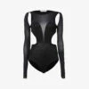 Alexander McQueen Cut-out Silk-blend Bodysuit -Whistles Shop R04136282 BLACK M