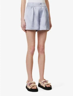 Paige Cypress Mid-rise Satin Shorts -Whistles Shop R04136646 SALTBLUE ALT02