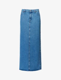 Split-back Mid-rise Denim Maxi Skirt