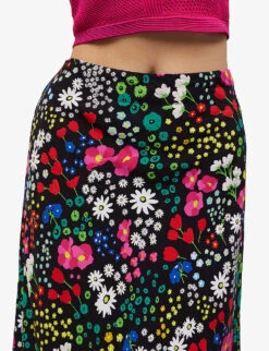 THE KOOPLES Floral-print Woven Midi Skirt -Whistles Shop R04140789 MU01 ALT04