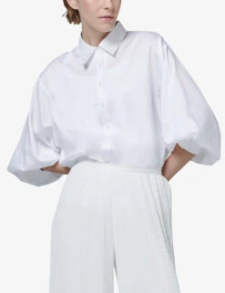 Balloon-sleeve Oversized-fit Woven Shirt -Whistles Shop R04141927 OFFWHITE ALT02