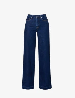 Paige Harper Contrast-stitch Wide-leg High-rise Jeans