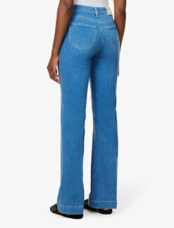 Paige Leenah Flared-leg High-rise Stretch-denim Jeans 11 Paige Leenah Flared-leg High-rise Stretch-denim Jeans -Whistles Shop R04144096 MIDBLUEMINIMALWASH ALT03