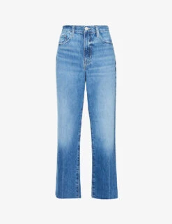 FRAME Le Jane Crop Raw-hem Straight-leg High-rise Jeans