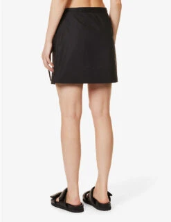 FRAME Wrap-front High-waist Organic-cotton Mini Skirt -Whistles Shop R04146415 NOIR ALT03