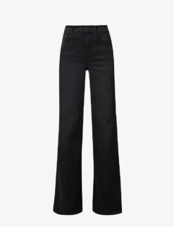 FRAME Le Palazzo Faded-wash Wide-leg High-rise Stretch-denim Jeans