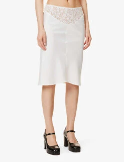 Trimiti Lace-trim Satin Midi Skirt 9 Trimiti Lace-trim Satin Midi Skirt -Whistles Shop R04147086 WHITE ALT02