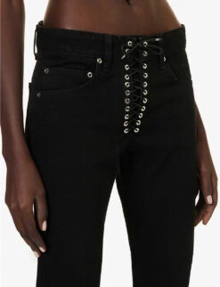Lace-up Straight-leg Mid-rise Jeans -Whistles Shop R04147638 BLACK ALT04