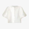 By Malina Cleo Round-neck Puff-shoulder Woven Blouse -Whistles Shop R04149443 IVORY M