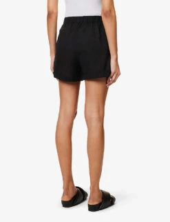 Emery Mid-rise Cotton And Linen-blend Shorts -Whistles Shop R04149653 BLACK ALT03