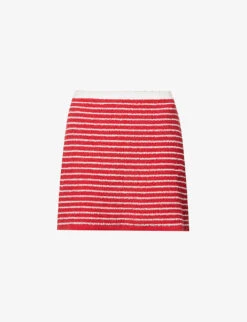 Miu Miu Scalloped-trim Striped Cotton-blend Mini Skirt