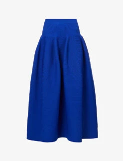 Pottery Flared-hem Recycled-polyester Knitted Midi Skirt