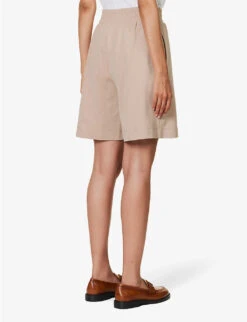 Weekend Max Mara Zoraide Regular-fit Mid-rise Stretch-jersey Shorts -Whistles Shop R04151226 BEIGE ALT03