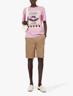 Weekend Max Mara Denaro Graphic-print Cotton-jersey T-shirt -Whistles Shop R04151228 PINK ALT01