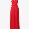 ME AND EM Notch-neck Belted-waist Recycled Polyester-blend Jumpsuit -Whistles Shop R04151470 BRIGHTRED M