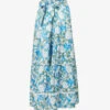 ME AND EM Floral-print Broderie-hem Silk-blend Maxi Skirt -Whistles Shop R04151487 LIGHTCREAMFRESHMO M