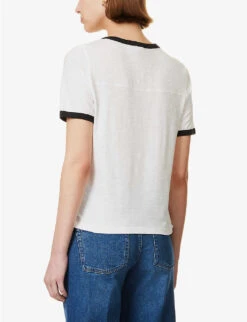 ME AND EM Contrasting-trim Organic-cotton T-shirt -Whistles Shop R04151491 WHITEBLACK ALT03