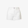 ME AND EM Frayed High-rise Organic-denim Shorts -Whistles Shop R04151521 WHITE M