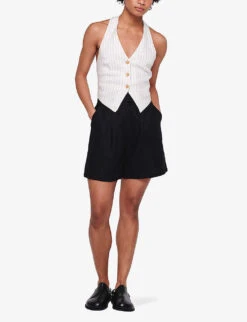 Fidel Tabbed Linen Shorts -Whistles Shop R04151537 BLACK ALT01