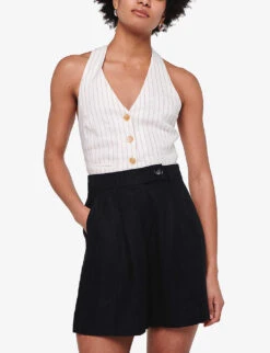 Fidel Tabbed Linen Shorts -Whistles Shop R04151537 BLACK ALT02