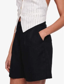 Fidel Tabbed Linen Shorts -Whistles Shop R04151537 BLACK ALT04