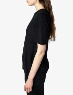 Zadig & Voltaire Ida Signature-wings Cashmere Top -Whistles Shop R04151983 NOIR ALT02