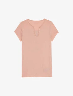 Zadig & Voltaire Graphic-print Button-neck Cotton T-shirt