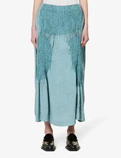 Issey Miyake Imprint Ribbed Rayon-blend Midi Skirt -Whistles Shop R04152501 LIGHTBLUE ALT02