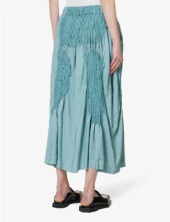 Issey Miyake Imprint Ribbed Rayon-blend Midi Skirt -Whistles Shop R04152501 LIGHTBLUE ALT03