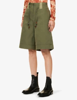 Ganni Mid-rise Belted Woven Shorts -Whistles Shop R04152894 KALAMATA ALT02