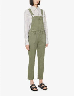 Paige Mayslie Square-neck Stretch-denim Dungarees -Whistles Shop R04153169 VINTAGEIVYGREEN ALT02