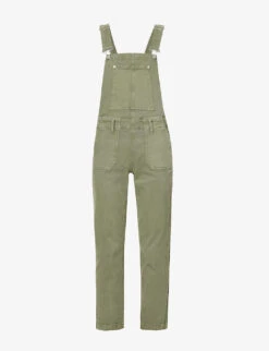Paige Mayslie Square-neck Stretch-denim Dungarees