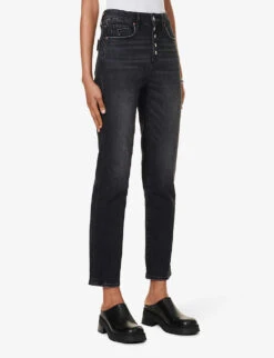 Paige Stella Belt-loop High-rise Straight-leg Cotton-blend Jeans -Whistles Shop R04153206 JETSTREAMDISTRESSED ALT02