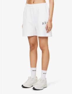 Sweat High-rise Logo-print Cotton-jersey Shorts -Whistles Shop R04153530 WHITE ALT02