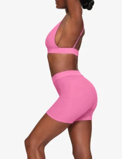 Ribbed Brand-patch Stretch-cotton Shorts -Whistles Shop R04153780 PINK ALT02