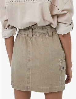 Ikks Cargo-pocket Cotton Mini Skirt -Whistles Shop R04156288 EMERALD ALT03