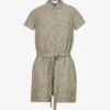Patch-pocket Self-tie Woven Playsuit -Whistles Shop R04156421 SOFTARMY M