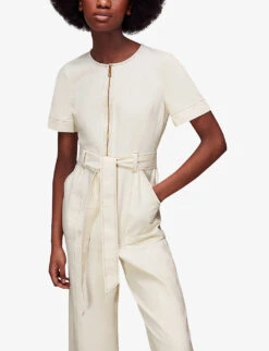 Whistles Cropped Denim Jumpsuit -Whistles Shop R04156815 CREAM ALT02