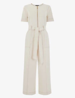 Whistles Cropped Denim Jumpsuit