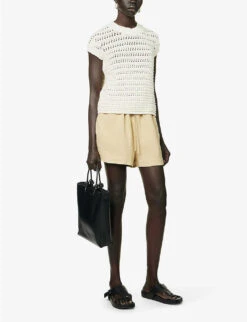 Mid-rise Elasticated-waistband Linen Shorts -Whistles Shop R04157396 BEIGE ALT01